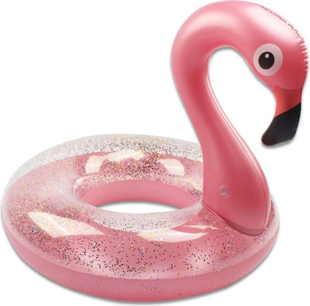 Aufblasbar Flamingo Schwimmring, Glitzer Rosa Schwimmring Luftmatratze Pool floaties, Pool Ring, Erwachsene,Kinder fš¹r Poolparty Spielzeug