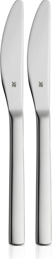 Two silver knives are shown side-by-side against a white background.