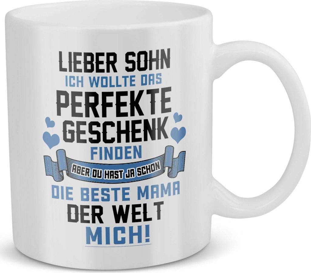 22Feels Sohn Geschenk von Mama Geburtstag 18 Jahre Kinder Tasse Teenager Abitur Master Bachelor Uni Abschluss Firmung Konfirmation Meistertitel Wei...
