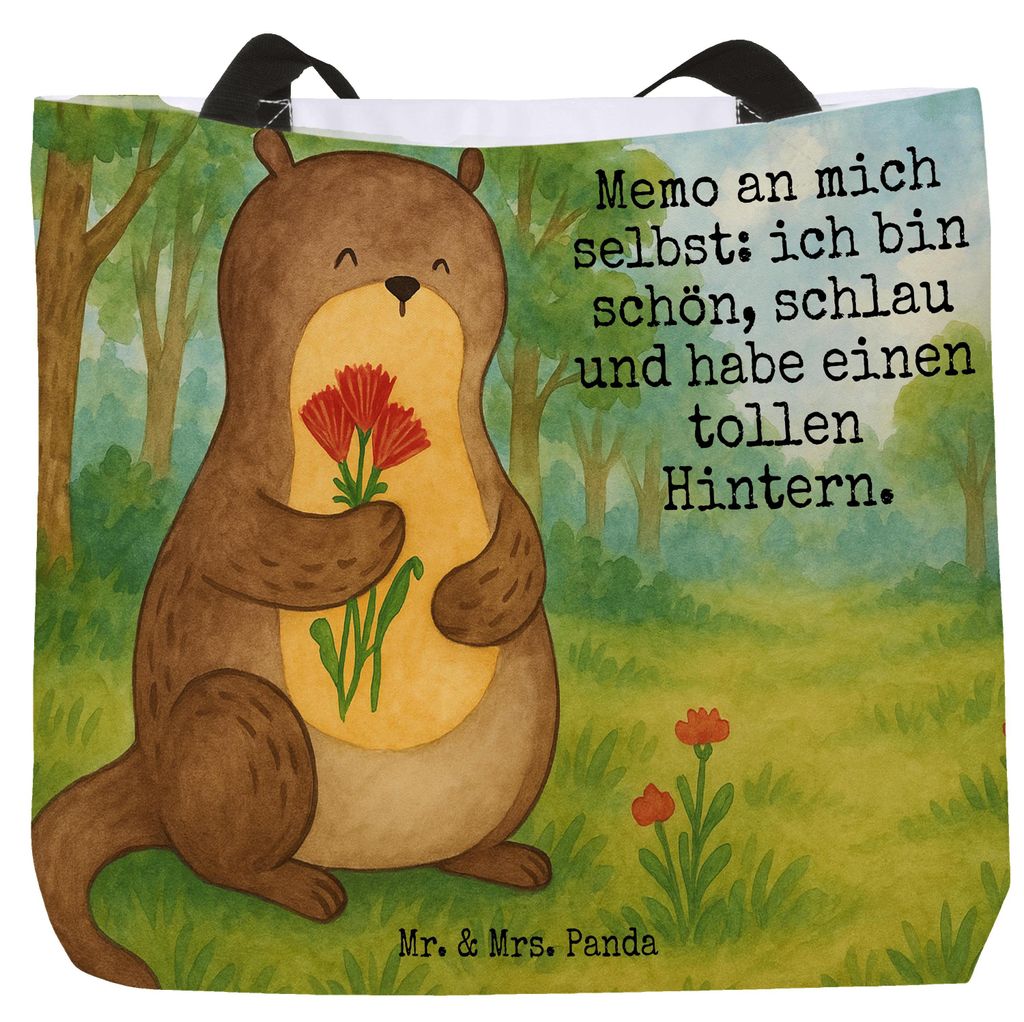 Mr. & Mrs. Panda Reisetasche Otter Blumenstrauß Design - Weiß - Geschenk, Selbstvertrauen, Tasche, Positiv, Selbstliebe, Seeotter, Schultasche, T...