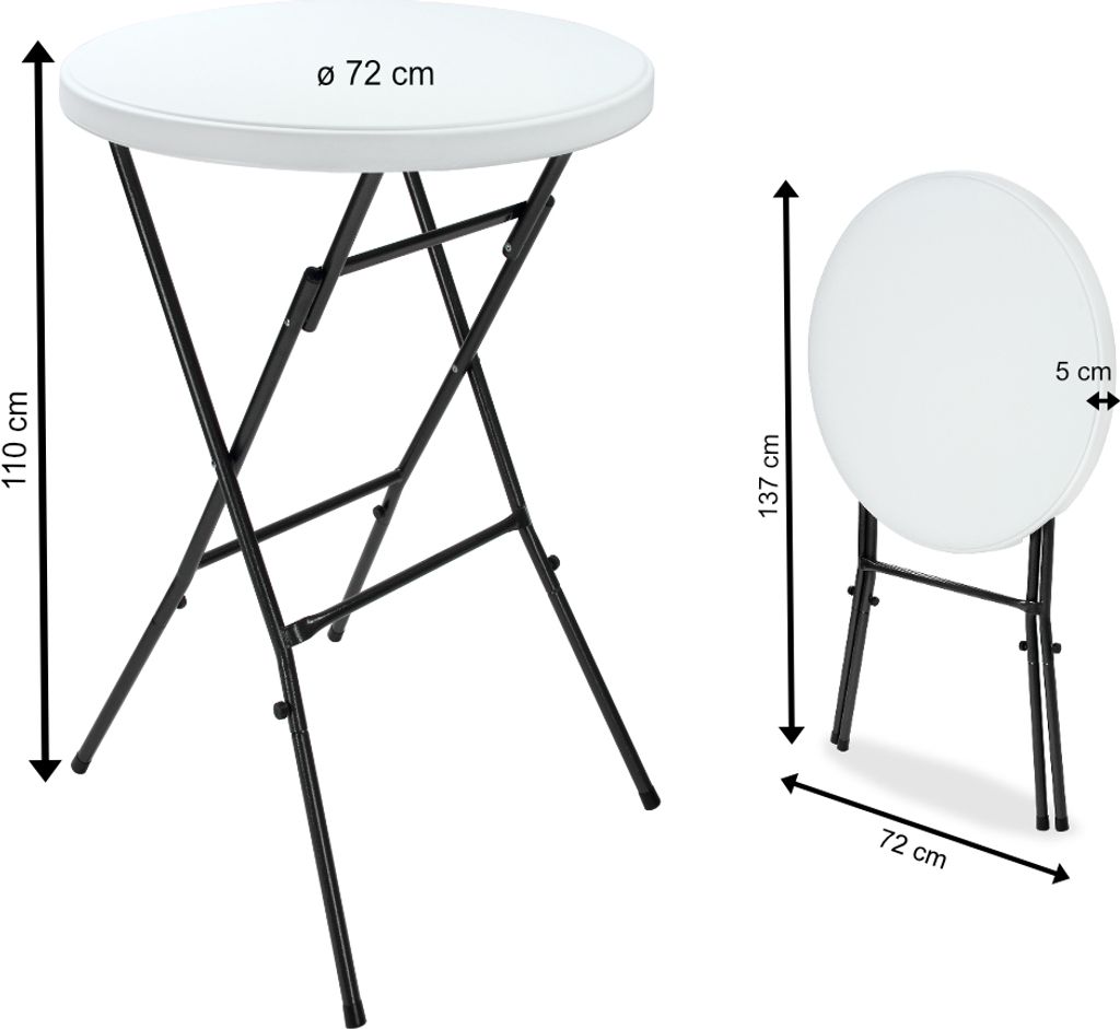 2 x Stehtisch Klappbar Ø 72 cm Rund Kunststoff Produktbild 10