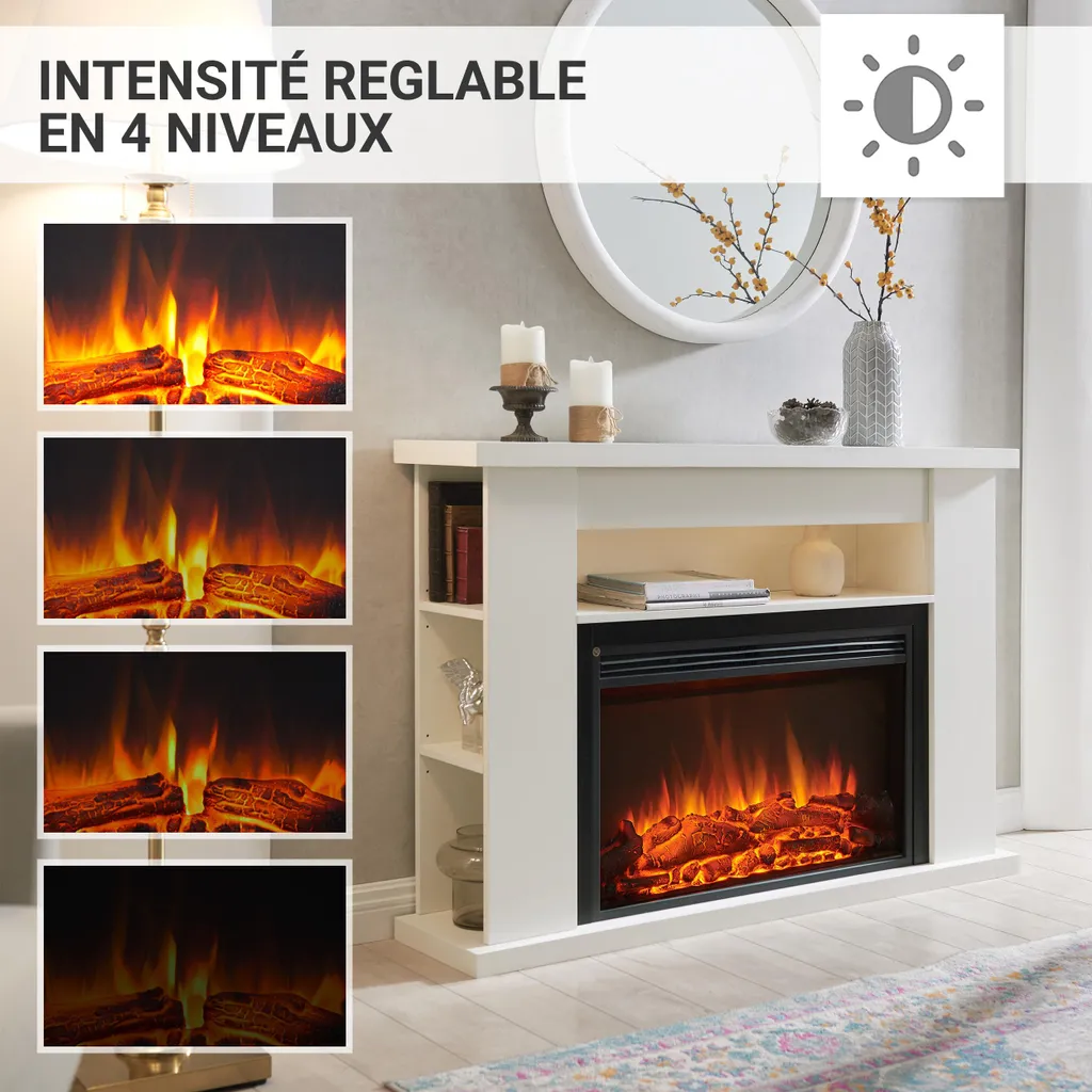 Cheminée électrique BALDERIA Ruby - Chauffage d'appoint 2000W Blanc - 3