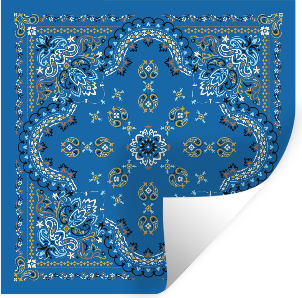 MuchoWow Wandtattoo Wandsticker Wandaufkleber Mandala - Muster - Blau 80x80 cm Selbstklebend und Repositionierbar - Wierderverwendbar - Selbstkle...