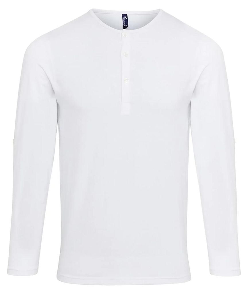 Premier - "Long John" T-Shirt Krempelärmel für Herren LT2825 (L) (Weiß)