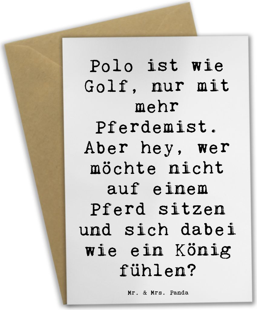 Mr. & Mrs. Panda Glückwunschkarte Spruch Polo Abenteuer - Weiß - Geschenk, Pferde, Adrenalin, osterkarte, einladungskarten, osterkarten, Geschick...