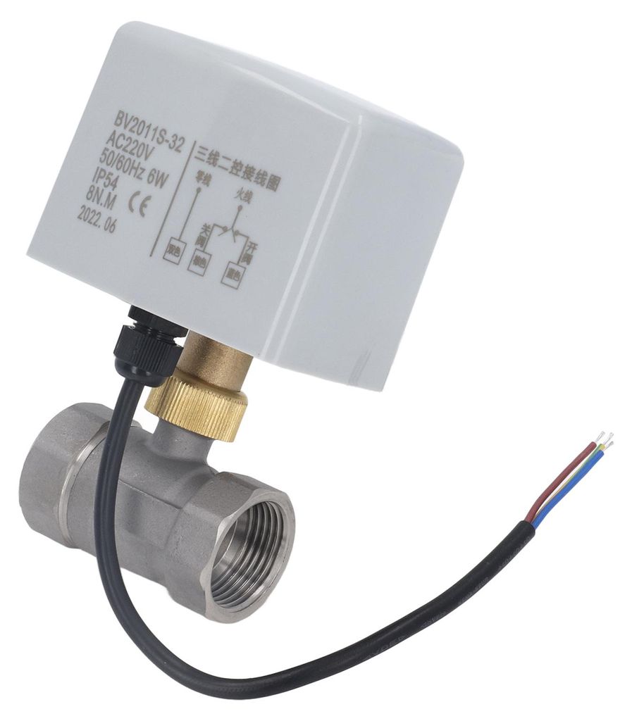 Motorisierter Kugelhahn, Edelstahl, elektrischer Antrieb, 3 Wege, 2 Steuerung, DN25, AC220V