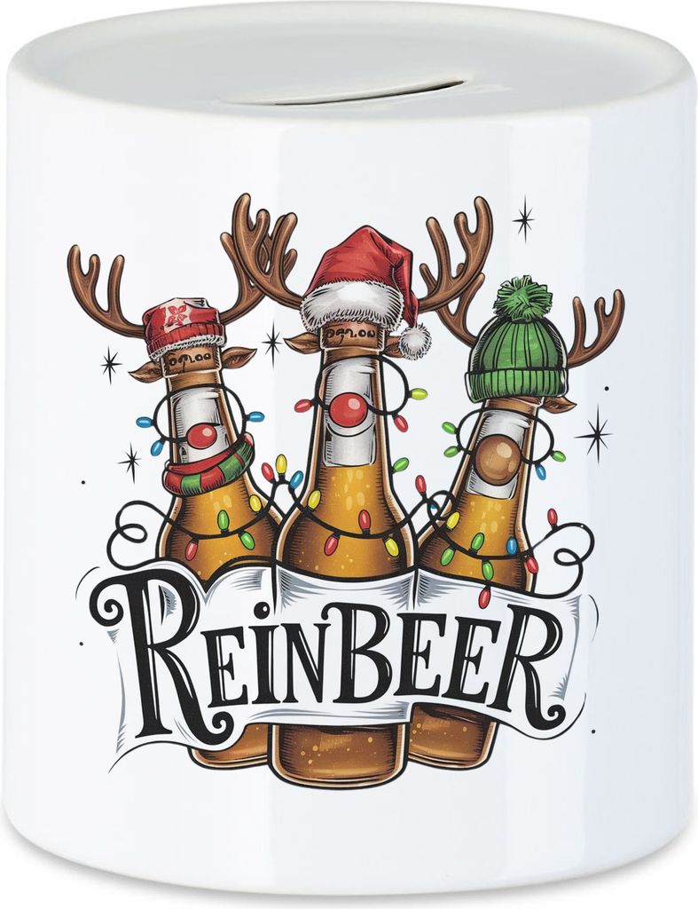 ReinBeer Spardose Bier Weihnachten Geschenkidee Weihnachtsbier Party Accessoire