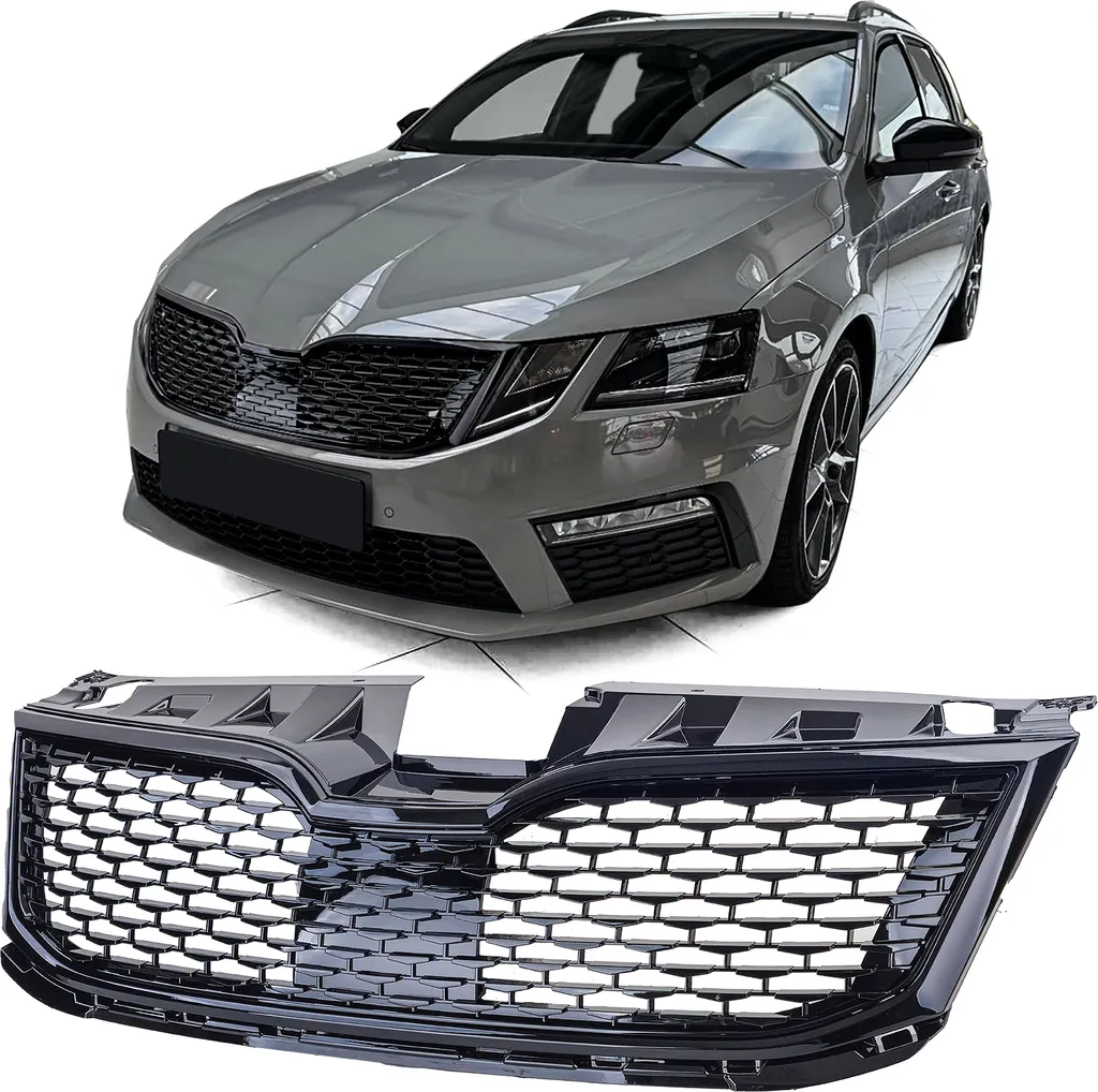 Grille de Calandre Sport Nid d'Abeille Noire pour Skoda Octavia 5E Facelift