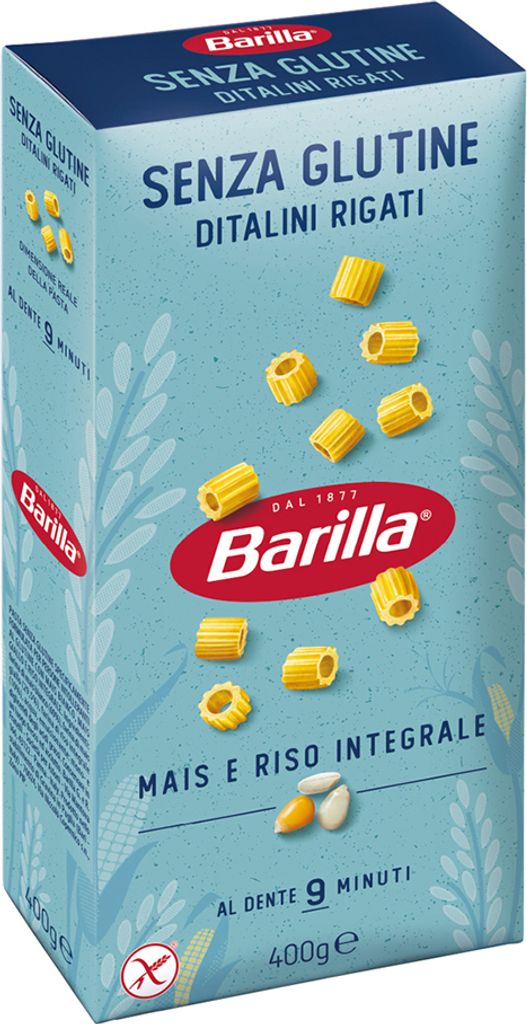 14x Pasta Barilla - Ditalini Rigati - Senza Glutine - 400g - Italienische Glutenfreie Nudeln