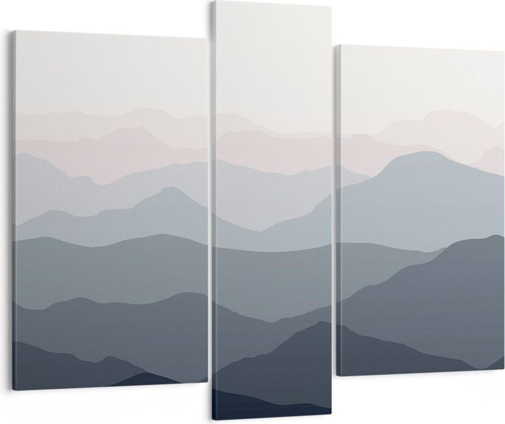 Bild auf Leinwand - Leinwandbild - 3 Teile - Berge Grafiken Buntstift - 95x80cm - Wand Bild - Wanddeko - Wandbilder - Leinwanddruck - Bilder - Wand...