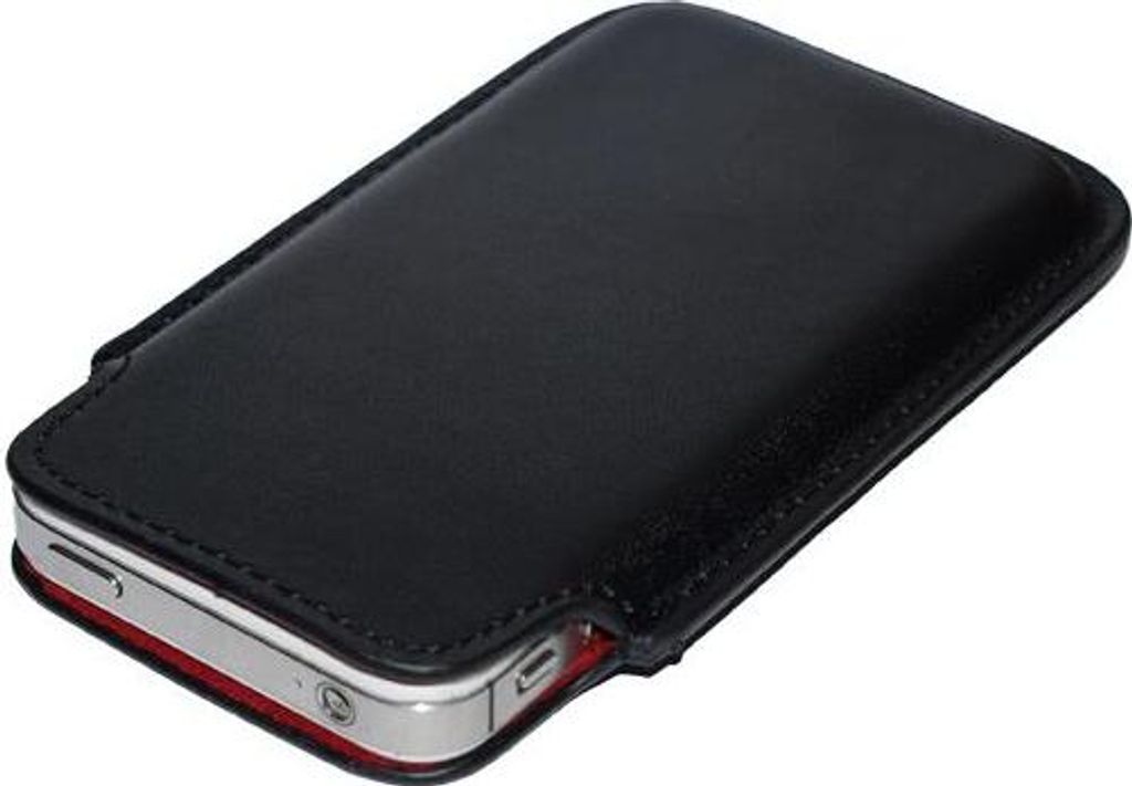 PhoneNatic Kunst-Lederhülle kompatibel mit Apple iPhone 4S - Tasche schwarz + 2 Schutzfolien