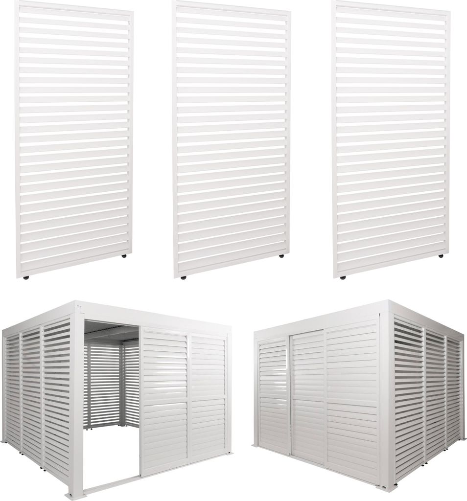 3er-Set Aluminium Paneele für Pergola HWC-L46, Terrassenüberdachung, Lamellenpaneel Modul, 204x271cm weiß