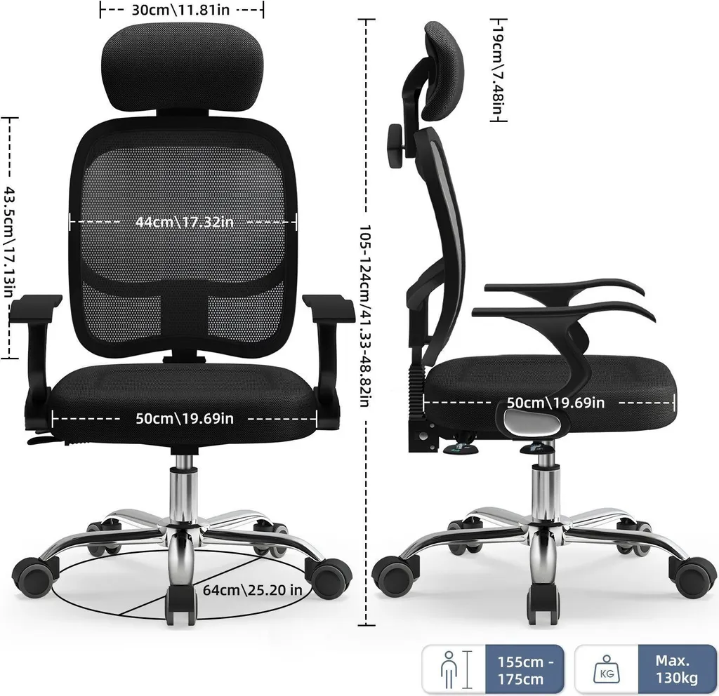 Fauteuil de Bureau Ergonomique Réglable et Pivotant pour Ordinateur - 6