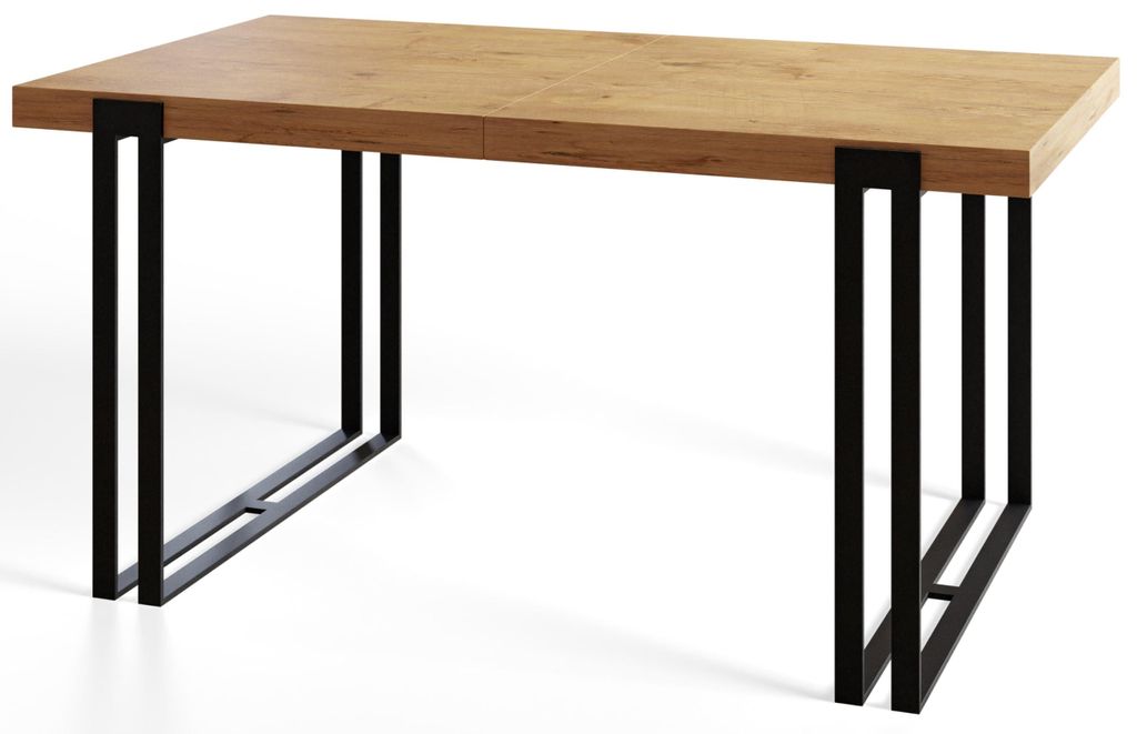 Rechteckiger Esstisch Rosa, Moderner Wohnzimmertisch 140x80x77 cm, Lancelot mit Metallbeinen in Schwarz