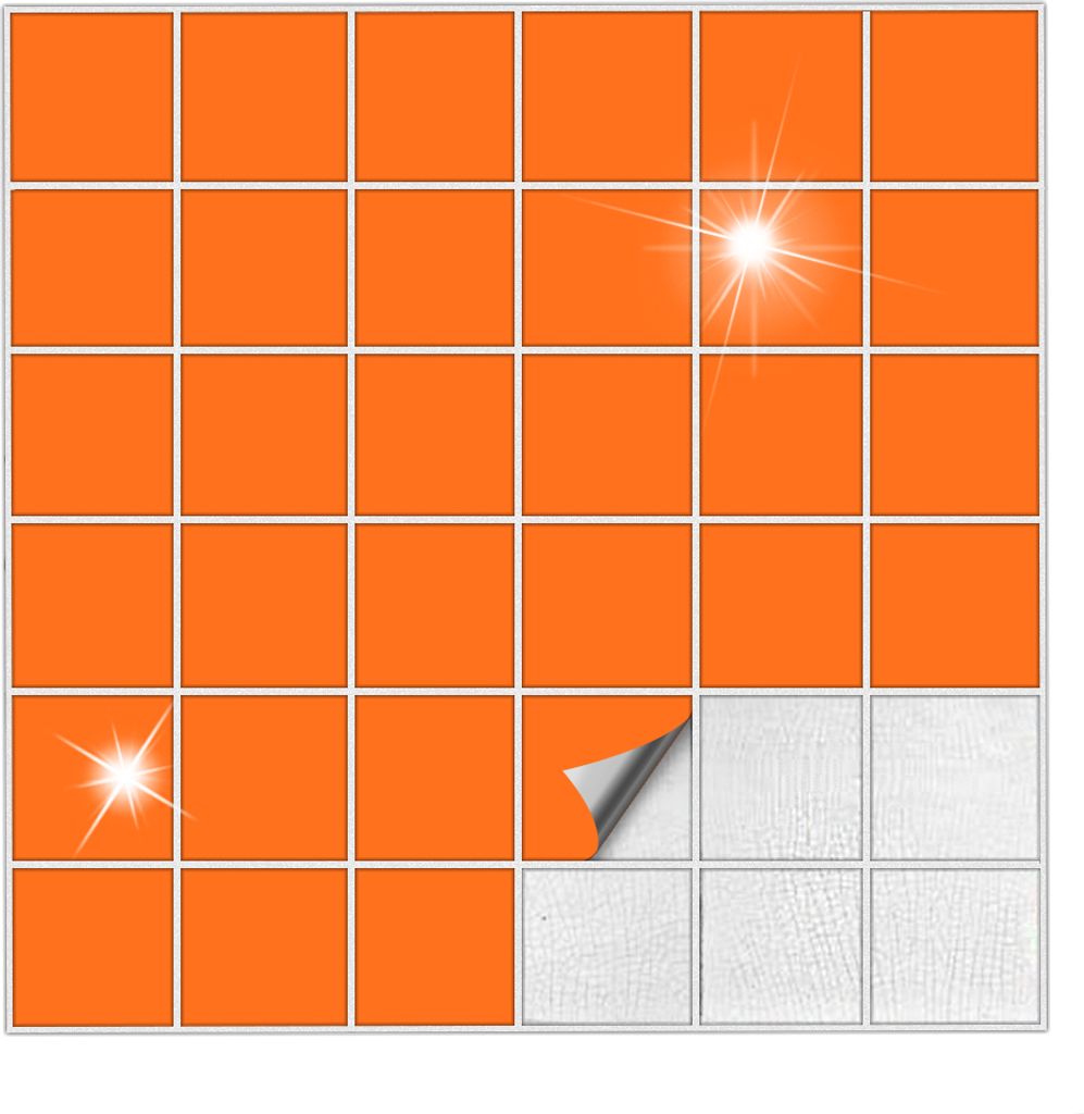 Fliesenaufkleber Für Bad, Küche etc Pastellorange 35 glänzend 7 x 7 cm 50 Stück