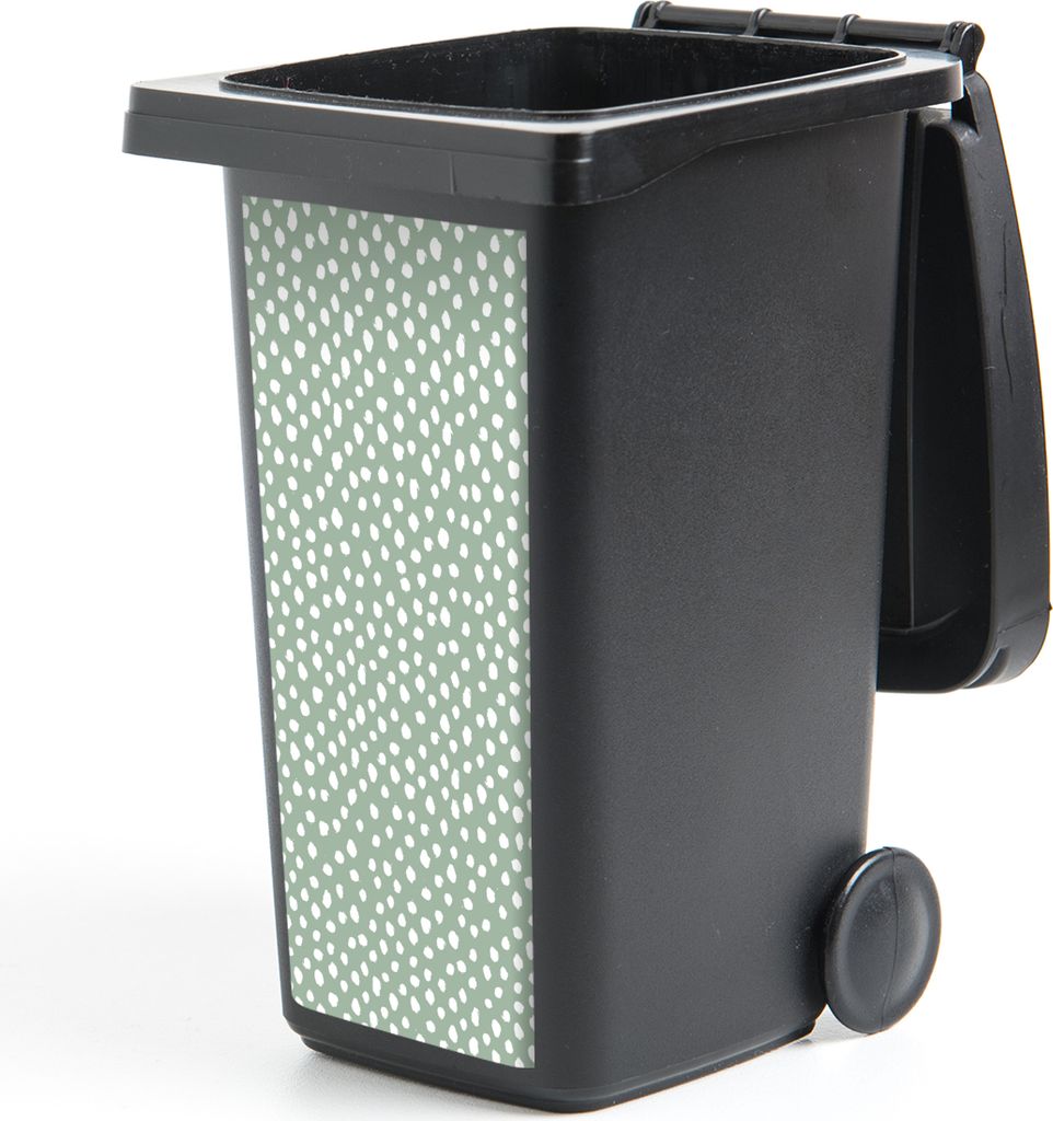 MuchoWow Mülltonnenaufkleber Polka dots - Grün - Weiß 38x80 cm - Behälteraufkleber - Mülleimer-Aufkleber - Container-Aufkleber