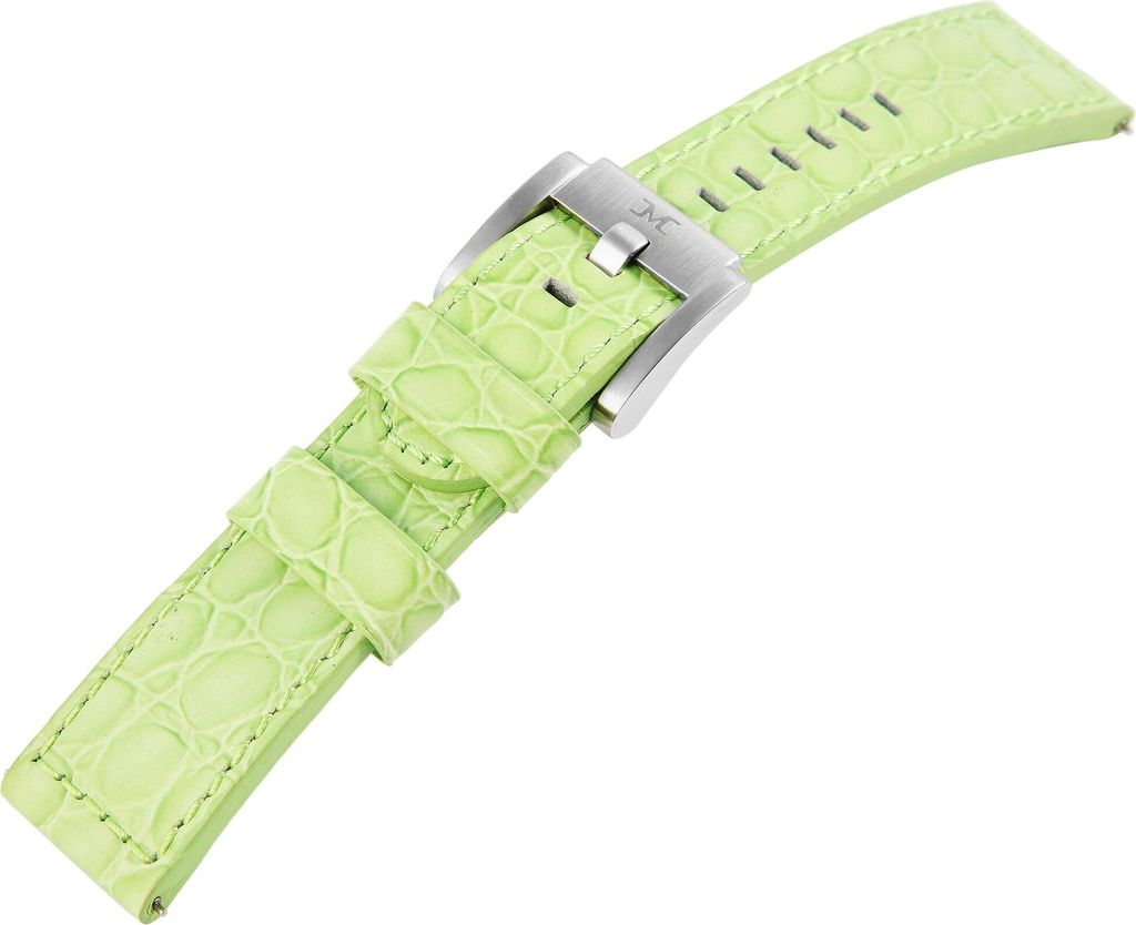 TW Steel Echt Leder Armband, 22 mm, hellgrün, silberf. Schließe
