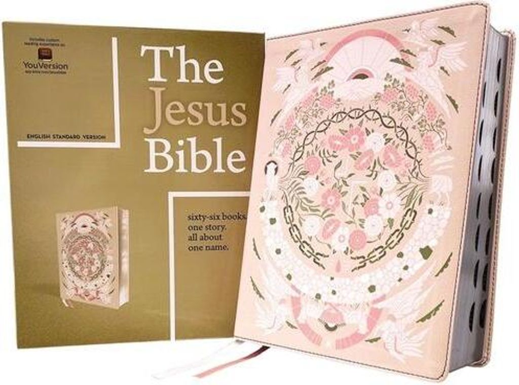 The Jesus Bible Artist Edition, Esv, (with Thumb Tabs to Help Locate the Books of the Bible), Leathersoft, Peach Floral, Thumb Indexed