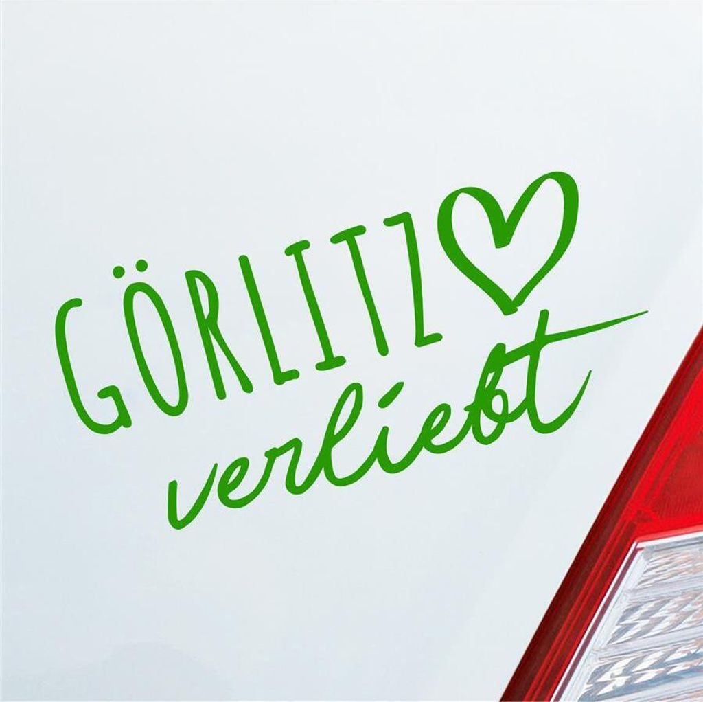 Auto Aufkleber Görlitz verliebt Herz Stadt Heimat Liebe Car 19x9 cm Hellgrün Sticker Heckscheibenaufkleber
