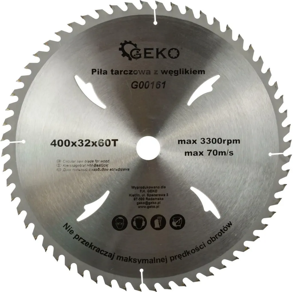 Lame de scie GEKO 400x32 mm avec 60 dents carbure haute densité