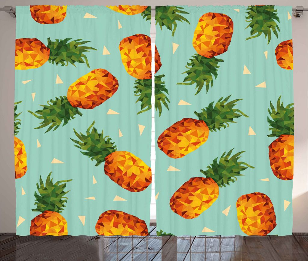 ABAKUHAUS Retro Rustikaler Gardine, Vintage Strand Sommer, Schlafzimmer Kräuselband Vorhang mit Schlaufen und Haken, 280 x 225 cm, Olivengrün Sea...