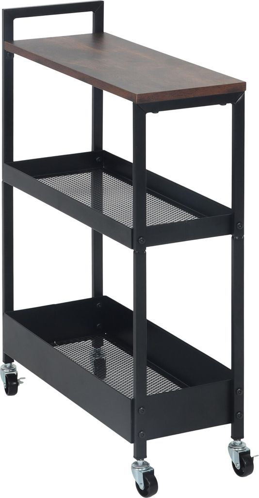 Carrello da nicchia Relaxdays, 3 ripiani, design Immagine del prodotto 