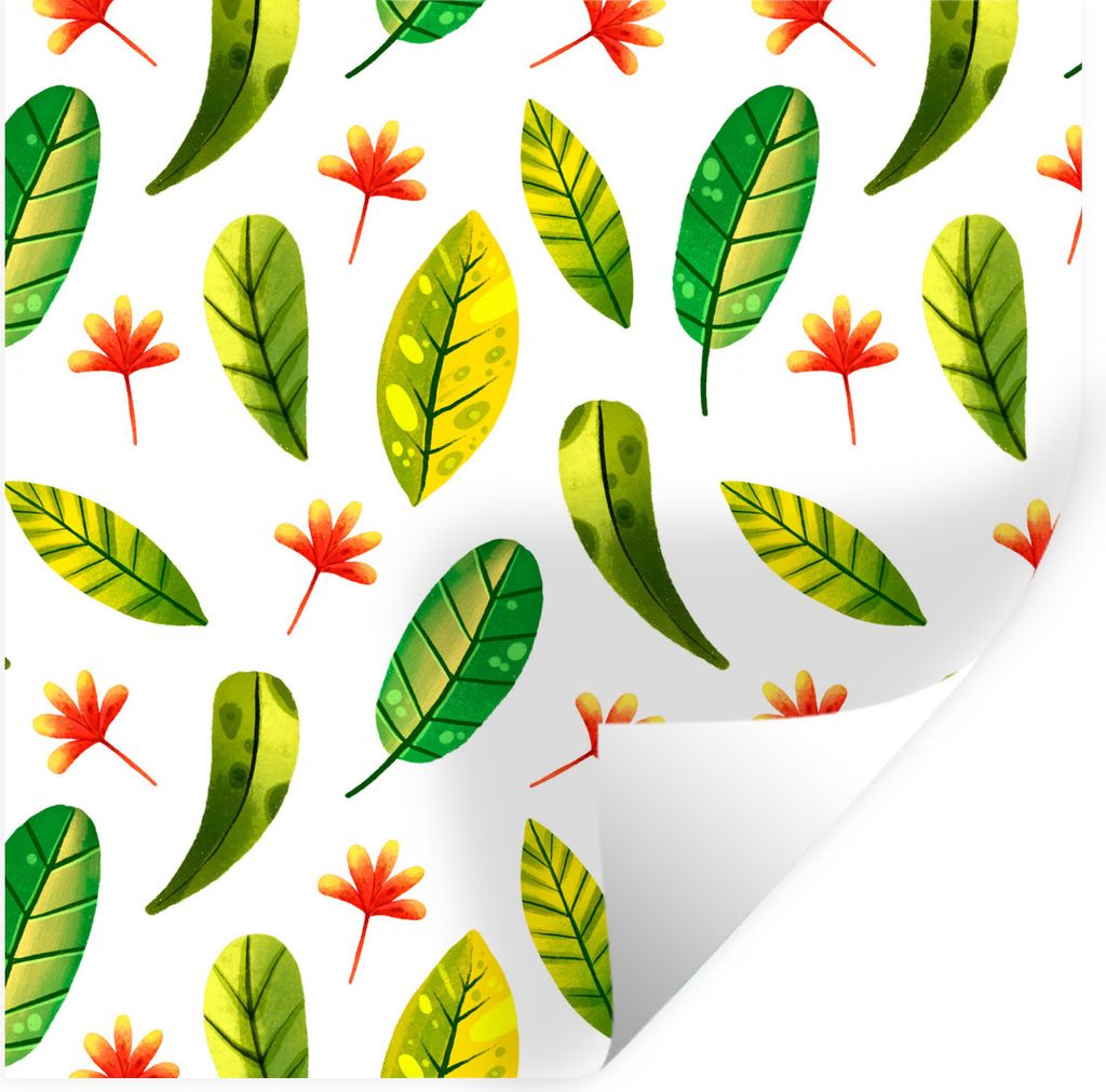 MuchoWow Wandtattoo Wandsticker Wandaufkleber Dschungel - Farben - Blätter 30x30 cm Selbstklebend und Repositionierbar - Repositionierbar - Wass...