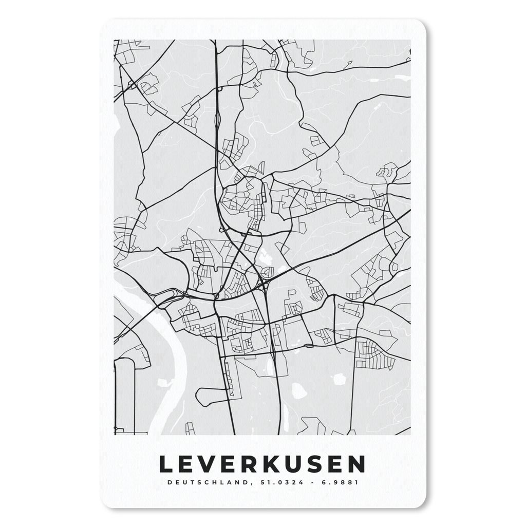 MuchoWow Mauspad Mousepad Karte - Leverkusen - Deutschland - Stadtplan - Karte 18x27 cm - Mousepads - Maus Mat - Pad - Mausunterlage