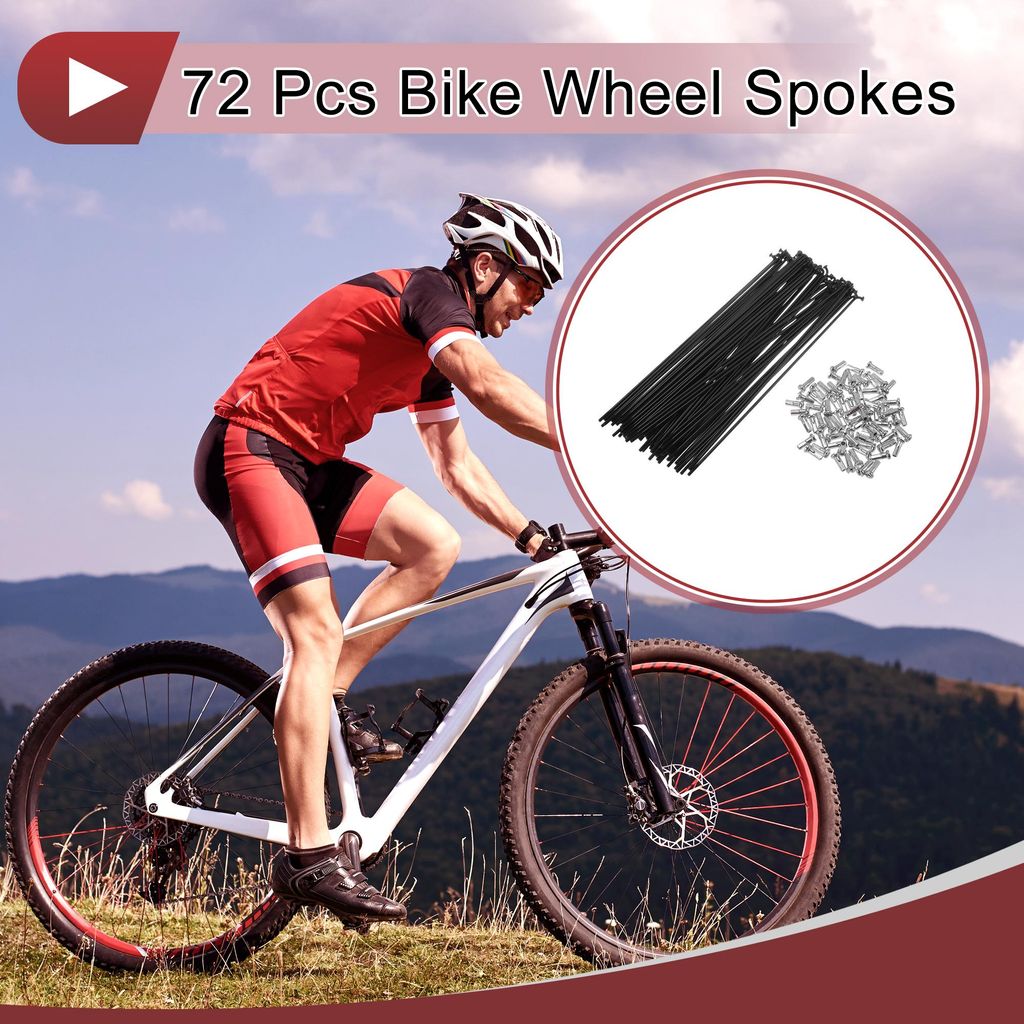 72 Set 14G Fahrradspeichen 178mm Fahrradradspeichen Kohlenstoffstahl Schwarz