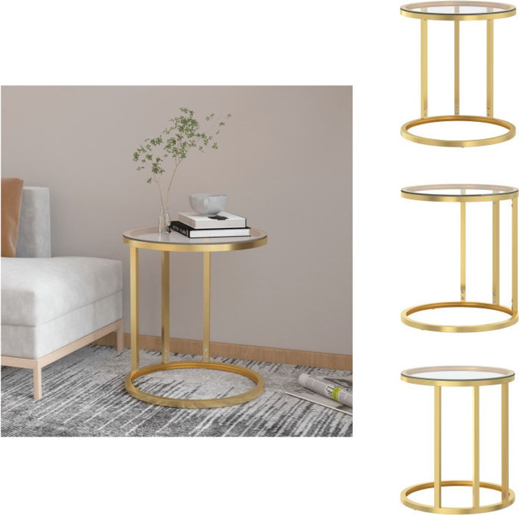 vidaXL Beistelltisch Golden und Transparent 45 cm Hartglas - Beistelltische