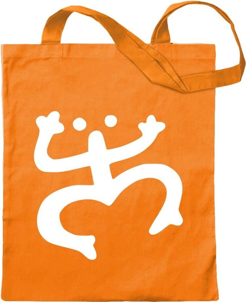 Kiwistar - Baumwolltasche - mandarin - Coqui Frog Symbol - Tragetasche Stoffbeutel Umhängetasche langer Henkel
