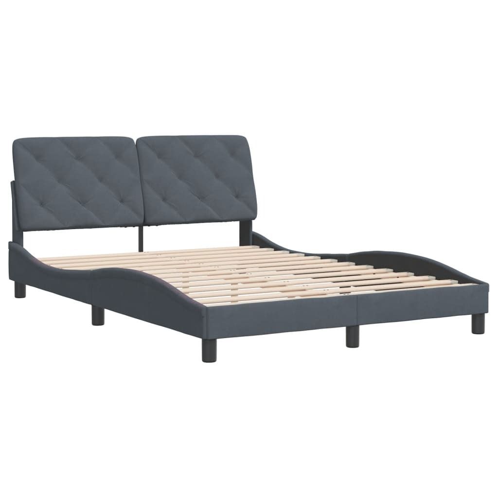 Bettgestell ohne Matratze Dunkelgrau 140x190 cm Samt