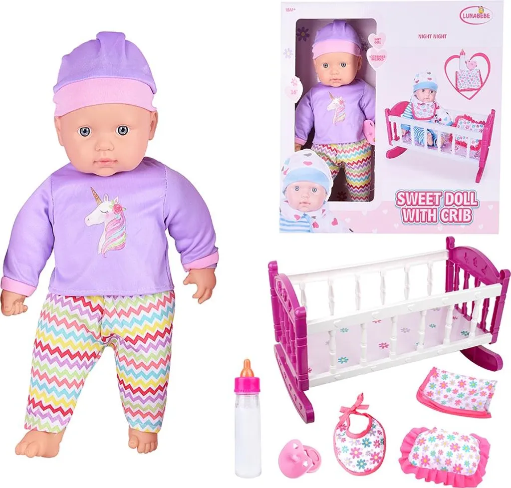 Woopie Royal XL Poupée Licorne avec Berceau et Accessoires de Repas