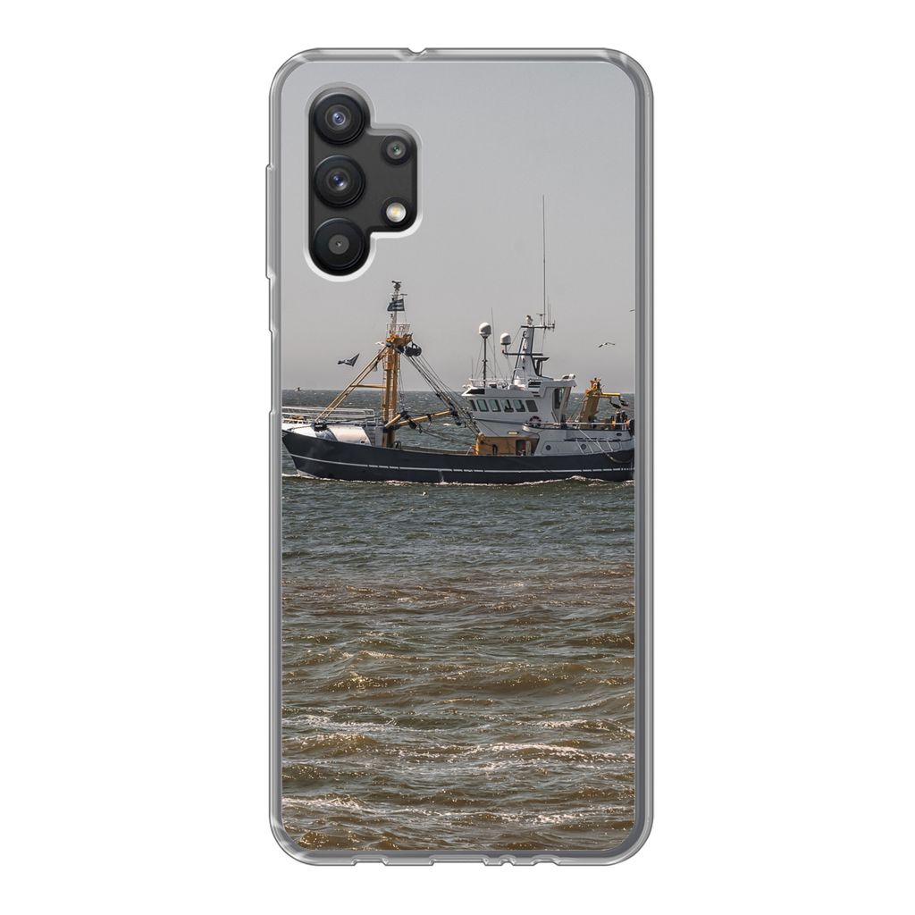 MuchoWow Handyhülle Schutzhülle Hülle für Samsung Galaxy A32 5G Nordsee - Fischerboot - Wasser Silikon Softcase Handy Hülle - Softcase
