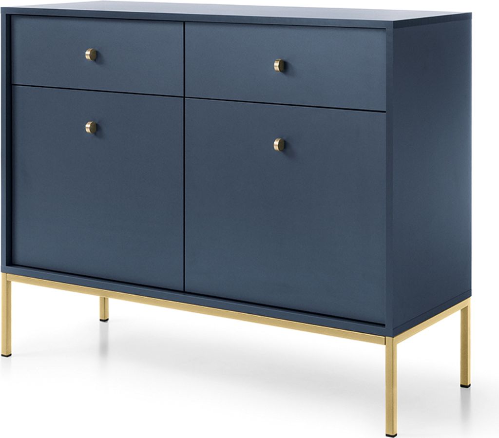 Sideboard 104cm in blau, Fußgestell goldfarben, MALAGA-160