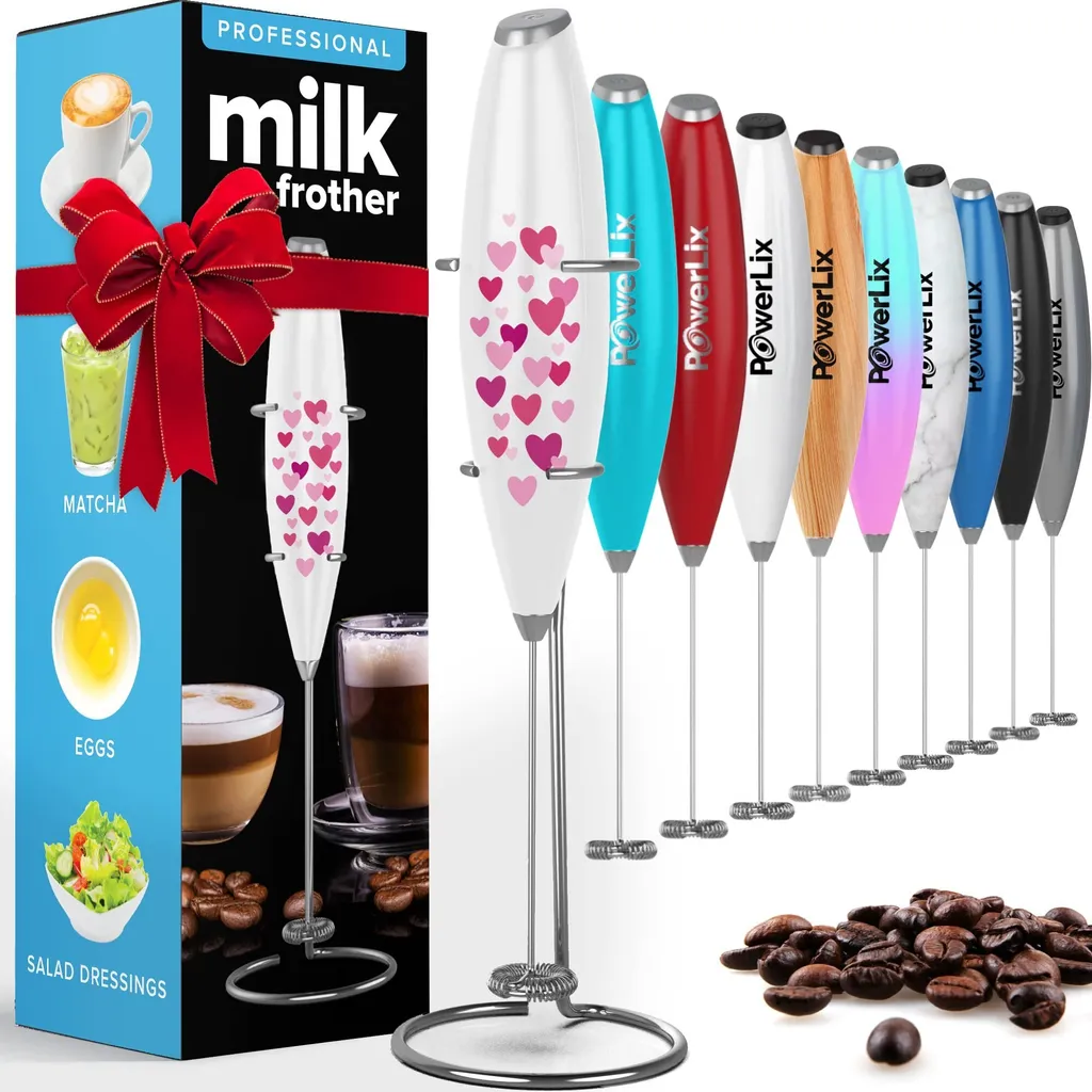Émulsionneur de Lait à Piles PowerLix Fouet Électrique pour Cappuccino
