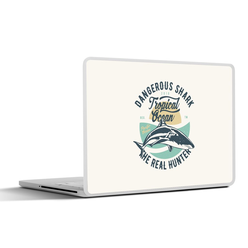 MuchoWow Laptop Aufkleber Sticker Cover Hai - Sommer - Vintage 36.5x27.5 cm - Laptop-Sticker
