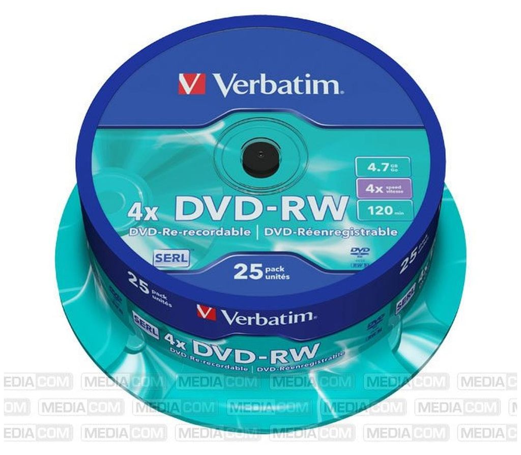 Verbatim DVD-RW Matt Silver, DVD-RW, Spindel, 25 Stück(e), Produktbild 