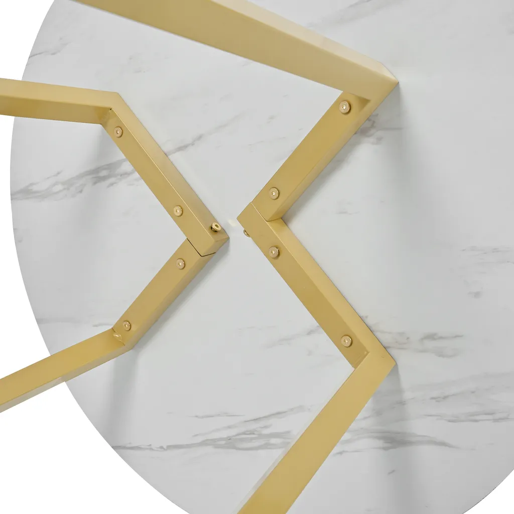 Tavolo Rotondo Marmo e Oro 80cm - Eleganza Flieks per Piccoli Spazi - 9