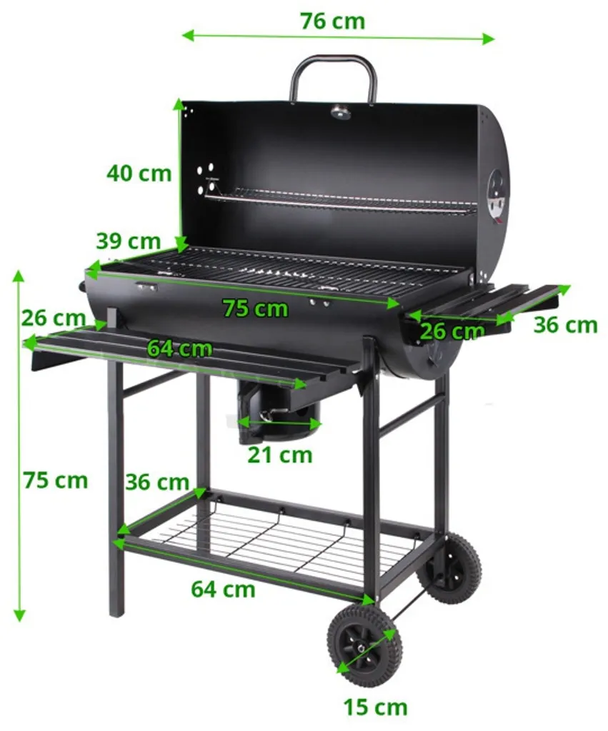 Gril à charbon BARREL Cattara 13044 avec ventilation et large surface - 14