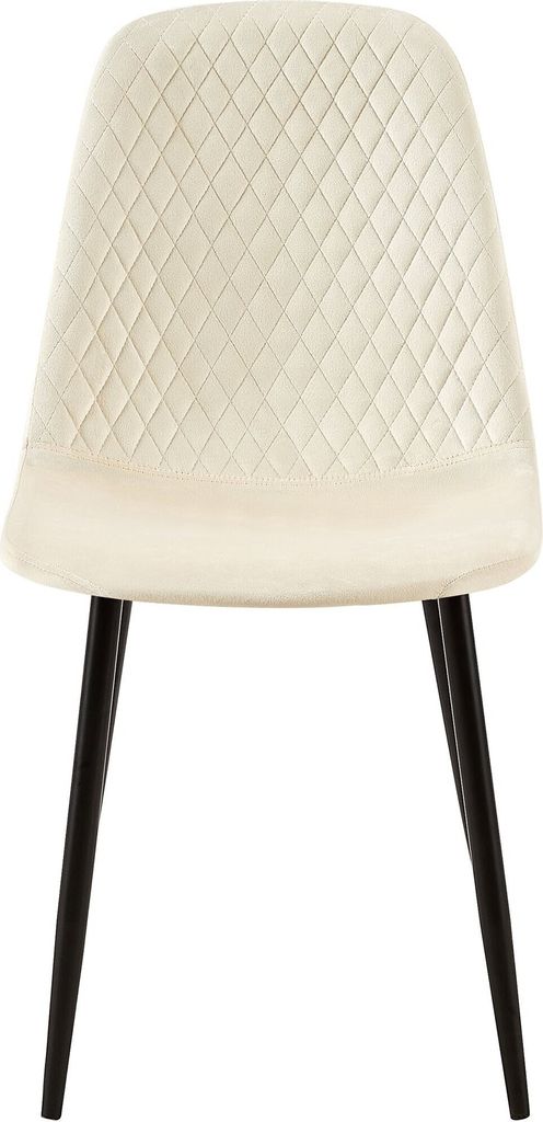 In And OutdoorMatch Stuhl Jeanna – Creme – 4er-Set – Samt – Hochwertige Polsterung – Luxusstuhl – Moderne Optik
