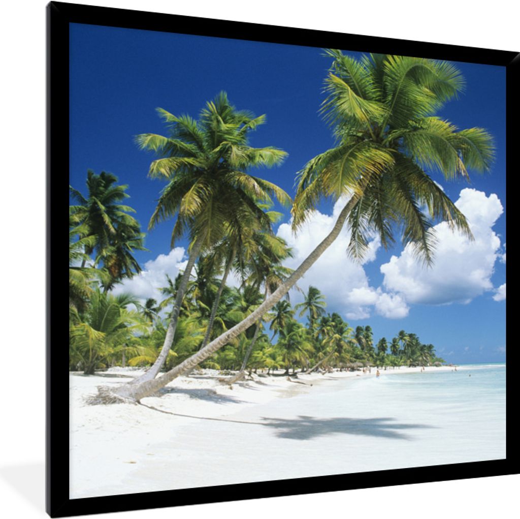 MuchoWow MuchoWow Gerahmtes Poster Strahlende Sonne am Strand in der Dominikanischen Republik 40x40 cm - Poster mit zchwarzem Bilderrahmen - Mi...