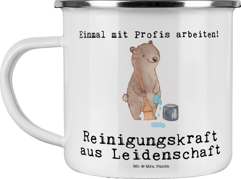 Mr. & Mrs. Panda Teetasse Reinigungskraft Leidenschaft - Weiß - Geschenk, becher emaille, Tasse, Pott, Teebecher