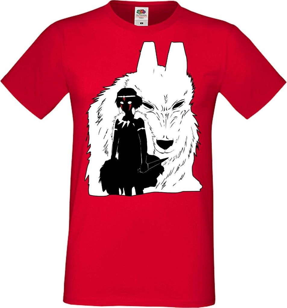 Herren T-Shirt Manga Anime Princess Mononoke Princess Mononoke, Man XL / Rot