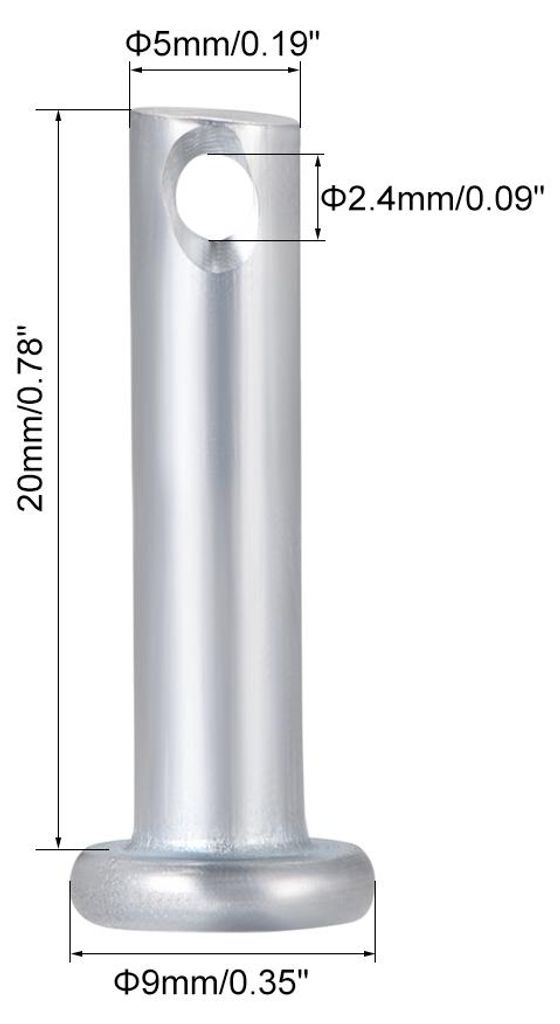 10 Stš¹ck Steckbolzen Einloch Gabelbolzen 5mm x 20mm Splintstift Flach Kopf verzinkter Stahl Lochbolzen