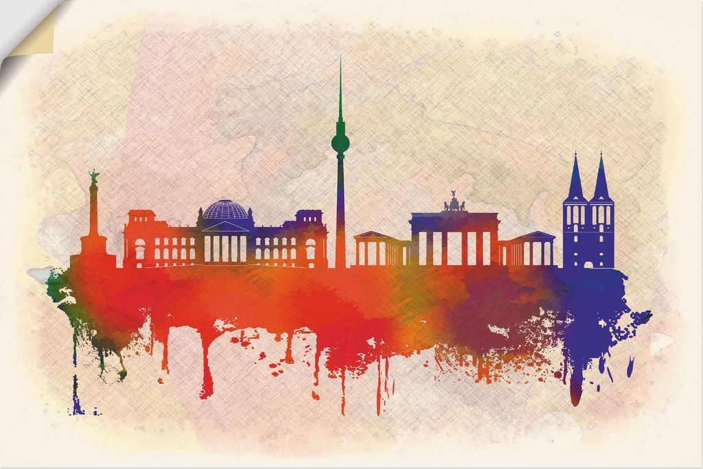ARTland Wandbild, selbstklebend Berlin Deutschland Skyline Größe: 60x40 cm