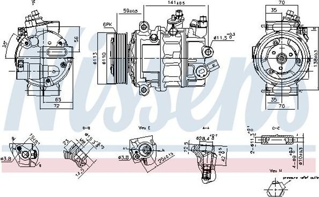 NISSENS 890893 Klimakompressor OE 7E0816803B kompatibel mit Crafter, Multivan VI, Caravelle VI, Transporter VI