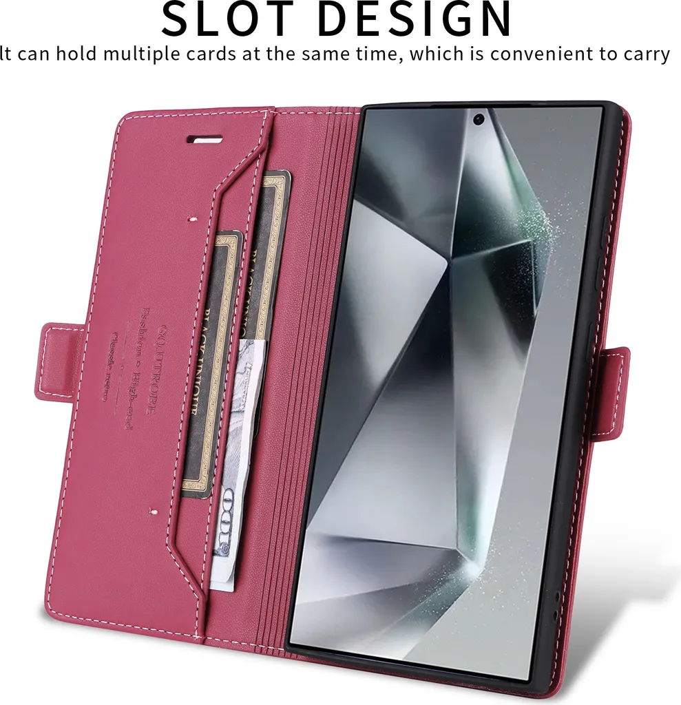 Cuson Custodia In Pelle Flip Case Per Doro 1380/1382 2.4 - Cover Protettiva Con Funzione Stand, Colore Rosso - 4
