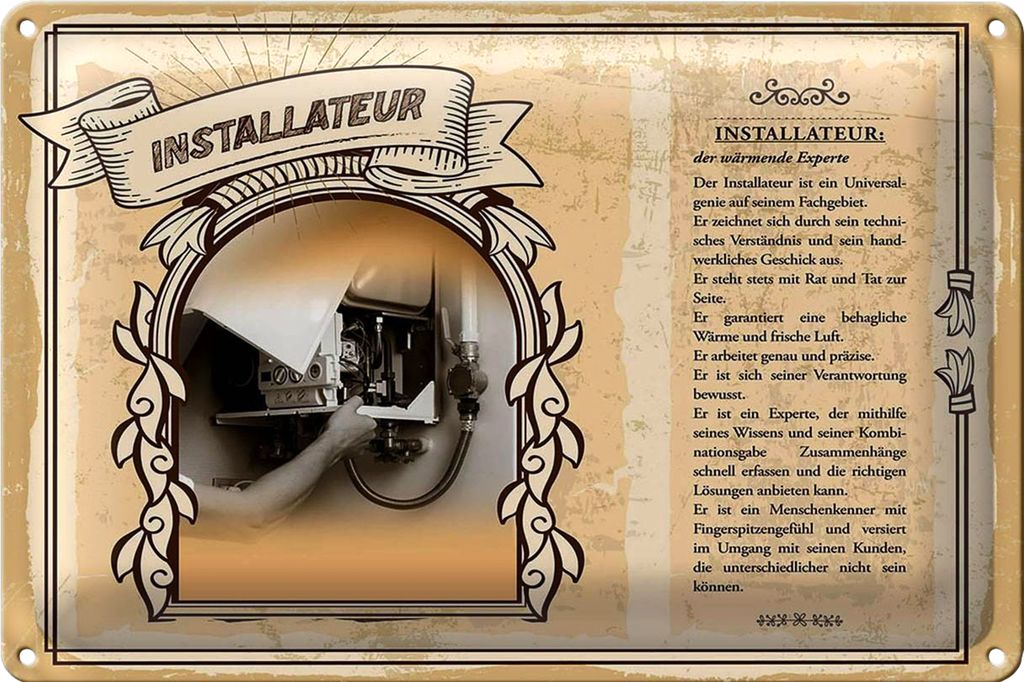 Blechschild Berufe 18x12cm Installateur Universalgenie
