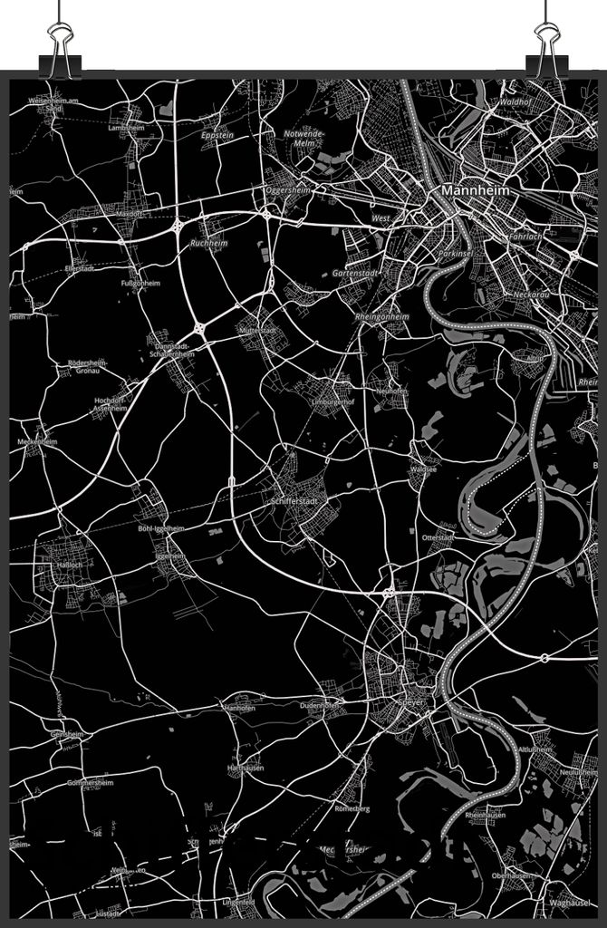 Mr. & Mrs. Panda Bild Schifferstadt DIN A3 - Geschenk, typografie poster, Stadt Dorf Karte Landkarte Map Stadtplan, wanddeko, kunstdruck, Plakat